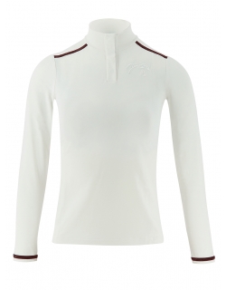 polo de concours blanc aux bandes prune