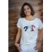 T-Shirt Poppy - Blanc cassé & Galon Tricolore