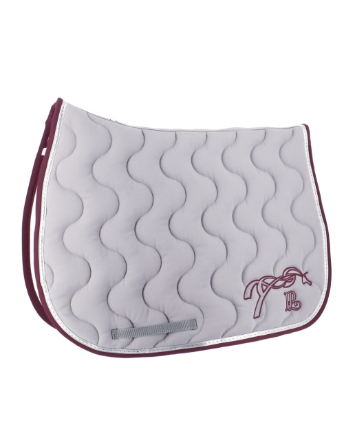 Classic Point Sellier Saddle Pad - Light Grey & Burgundy