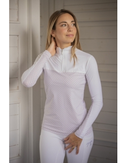 Polo de Concours Debbie Manches Longues - Blanc & Rose